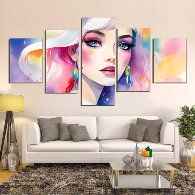 Makeup Girl Beauty salon 5 Piece Canvas Print Poster HOME DECOR Wall Art Cuadro