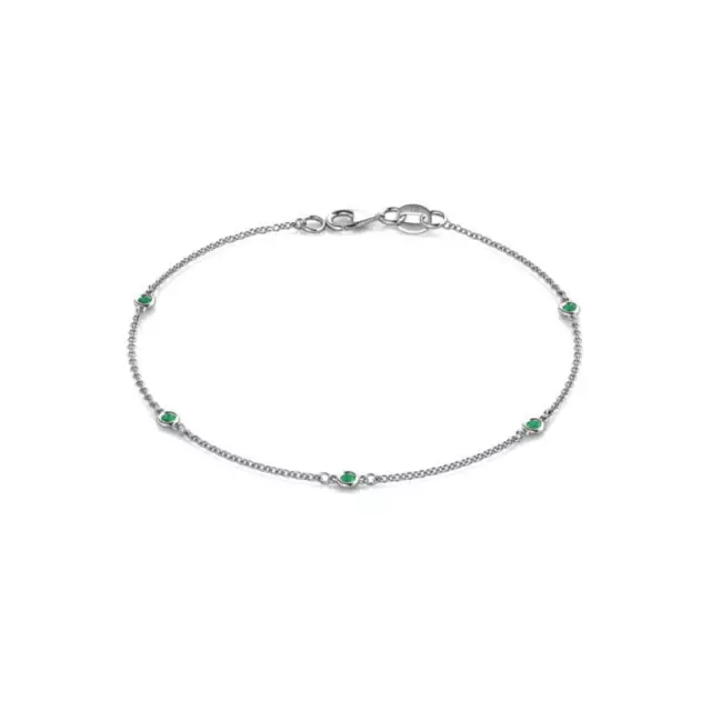 Round Emerald 5 Stone Station Bracelet 1/10 ctw 14K Gold JP: 26100