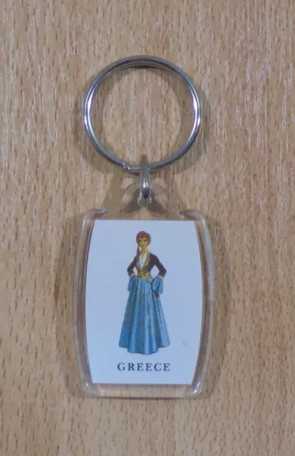 Greek Souvenir Advertisign Plastic Keychain With Traditional Costumes