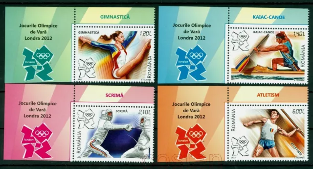 2012 London Olympics,Fencing,Gym,Javelin,Kayak-canoe,Romania,Mi.6636,MNH,TAB(I)