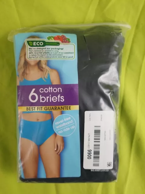 New 6 Pack Fruit of the Loom Woman's Size 9 Cotton Briefs Ravel Free Waistband 3