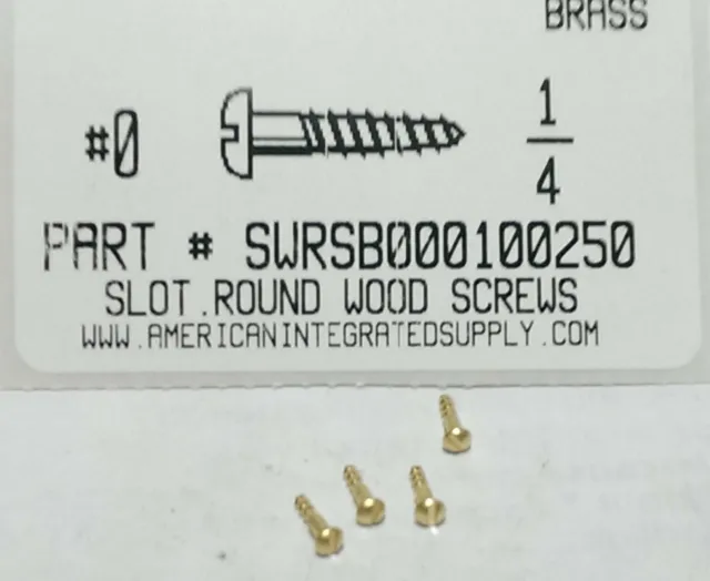 #0x1/4 Round Head Slotted Wood Screws Solid Brass (100)