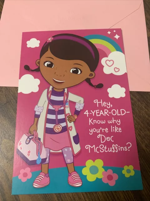 Happy 4th Birthday Doc McStuffins 4 Year old Disney 5”x7” Hallmark Greeting Card