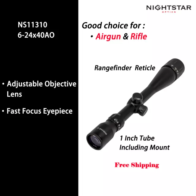 NightStar 6-24X40AO Hunting Rifle Scope  Rangefinder Airgun Scope