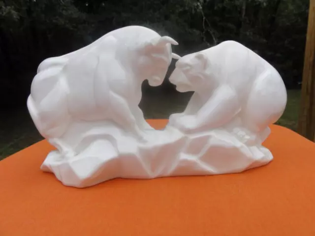 Wedgwood Bone China Sculpture Wall Street Stock Market Bull and Bear