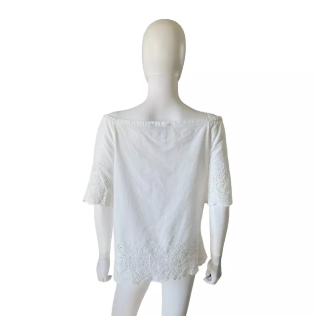 Lauren Ralph Lauren Off The Shoulder Eyelet Top White Size Large 2