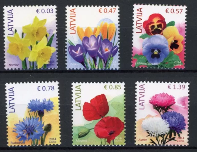 [1433] Latvia 2014 flowers good set very fine MNH stamps