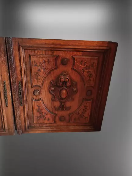 26" Pair French Antique Architectural Pillar Panel Door Solid Oak Wood 3