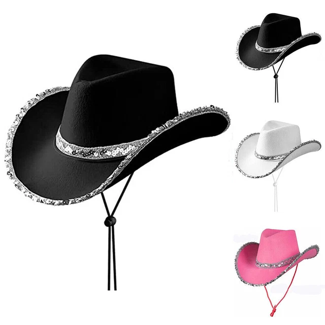 SEQUIN COWBOY HAT Ladies Wild West Western Cowgirl Hat Fancy Dress