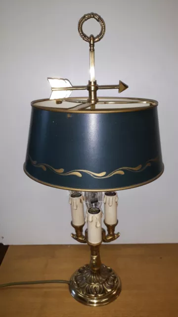 Ancienne Lampe Bouillotte Bronze Tete De Cygne Style Empire Xx Eme.ab-Jour Tole