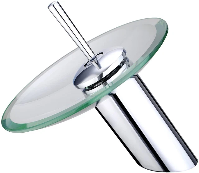Funime Glas Waschbecken Wasserfall Bad Spüle Mixer Wasserhähne modern mit Schläuchen