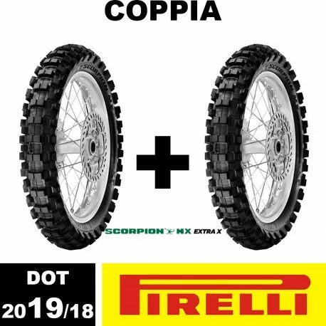 Pneus COPPIA PIRELLI SCORPION MX EXTRA-X 80/100-21 M/C 51M MST + 110/90-19 62M N