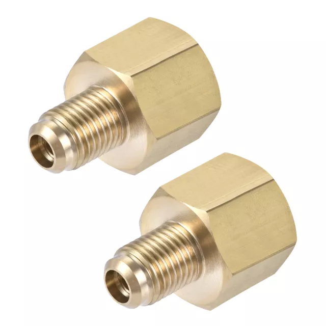 Brass Pipe fitting, 1/4 SAE Flare Male 3/8 SAE Female Thread, Adapter, 2Pcs
