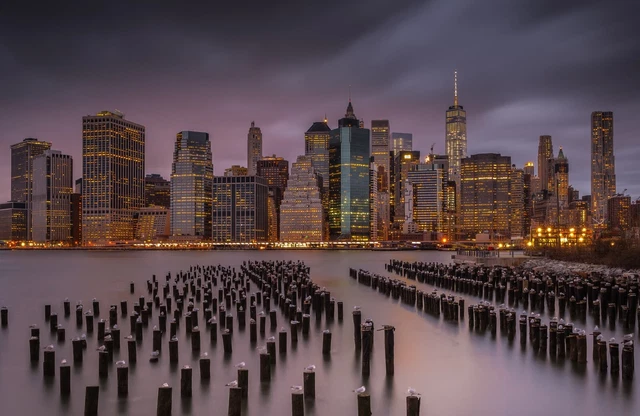 Foto Mural-SKYLINE BIRDS-(7758)-NO TEJIDO-Papel pintado-City Night Skyset XXL
