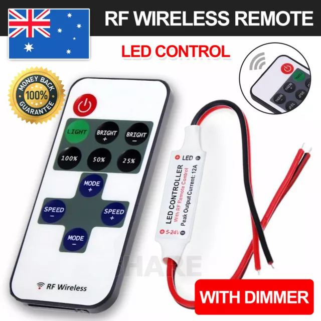 12V Rf Wireless Remote Dimmer Controller For All Led Strip Light Light Bars