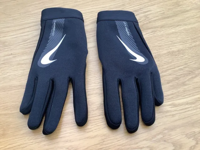 NIKE BLACK THERMA Fit Gloves Mens/Football/Running/Fitness RRP 27.99 £21.99  - PicClick UK
