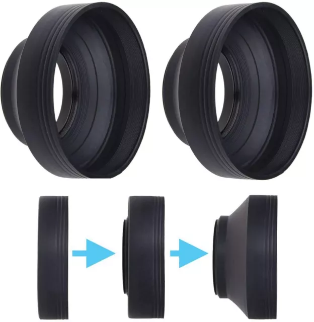 67mm Camera Rubber Lens Hood Collapsible in 3 Steps Shade/Shield 2