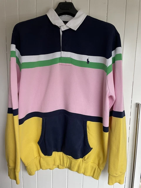Polo Vintage Usata Ralph Lauren Rugby Xl Xxl Righe 27 Ptop