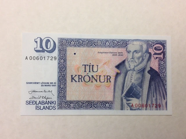~ Iceland Sedlabanki Islands 10 Kronur 1981  Unc Uncirculated - FREE US SHIPPING