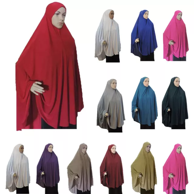 Arab Muslim Women Hijab Full Cover Khimar Overhead Large Prayer Headwrap Scarf