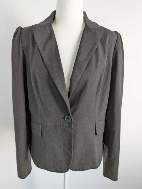 Barkins Size 14 Womens Jacket Blazer Dark Grey Long Sleeve Office Corporate