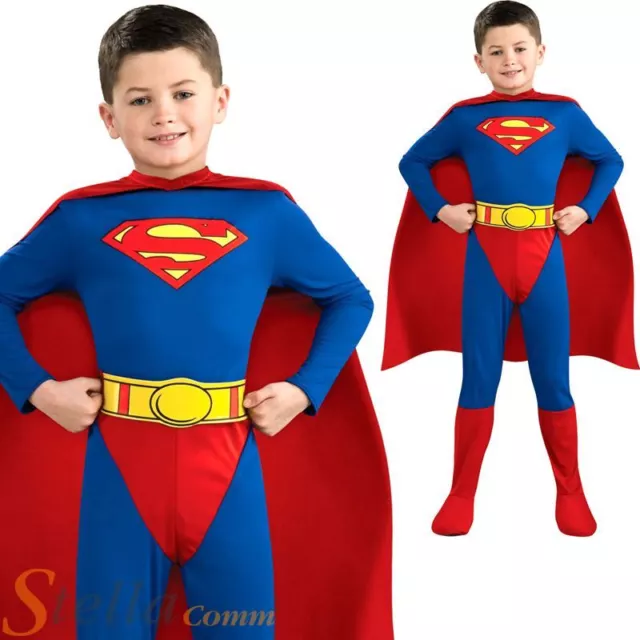COSTUME CLASSICO SUPERMAN ragazzo licenza bambino bambini supereroe abito  elegante EUR 20,42 - PicClick IT