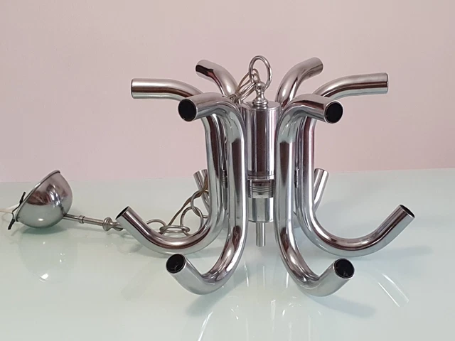 Lampada Da Tavolo A Sfera Vintage In Ferro Cromato (anni '70