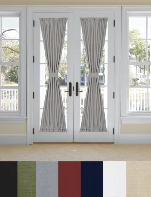 Solid Colored Country Farmhouse Door Curtain With Tieback - Assorted Colors