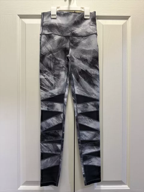 IVIVVA by LULULEMON Gray Print Rhythmic Tight Mesh Pants Girl's 10