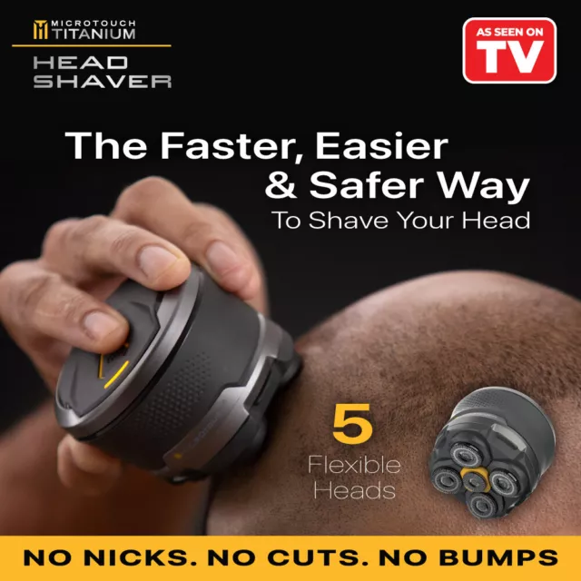 MicroTouch Titanium Head Shaver | Cordless & Rechargeable | Adjusts To Your Head 2
