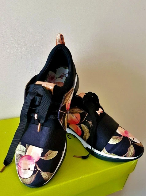 TED BAKER CEPAP Black Peach Blossom Floral Sneakers Trainers Uk4 Listd £67.67 - PicClick UK