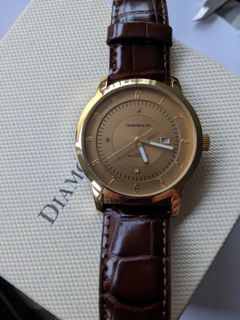 MENS DIAMOND Co MASTERPIECE QUARTZ WATCH NEW BATTERY BOX