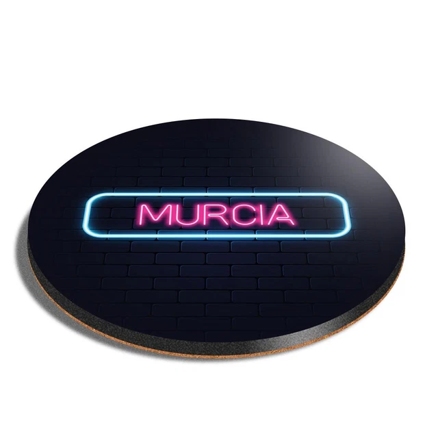 Round MDF Coaster Neon Sign Design Murcia City Spain #350057