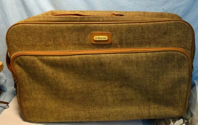 ** Vintage - SAMSONITE - BROWN TWEED - Carry-On LUGGAGE Shoulder Bag - NICE!