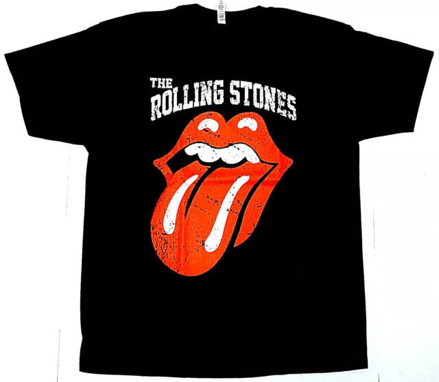 The ROLLING STONES T-shirt Distressed Classic Rock Tee Men's Black New