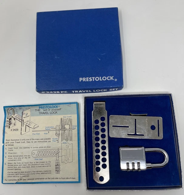 Vintage Prestolock 2428 Travel Lock Set Luggage Adjustable Combination Combo