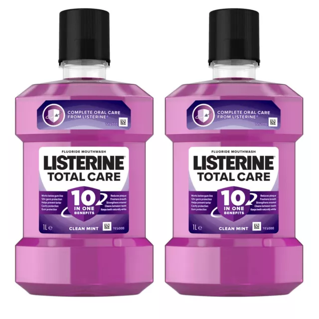 2x Listerine Mouthwash TOTAL CARE Clean Mint 1 Litre