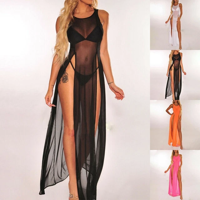 Neuf accessoires robe de soirée femme à voir à travers sexy pur string fendu