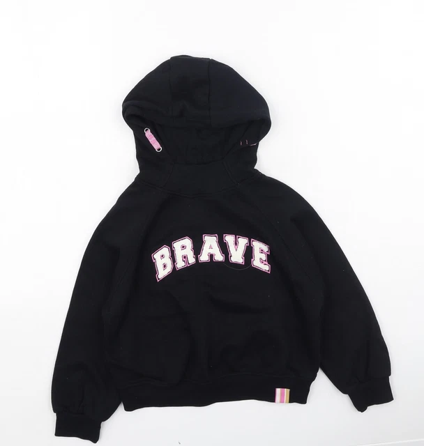 Primark Girls Black Cotton Pullover Hoodie Size 7-8 Years