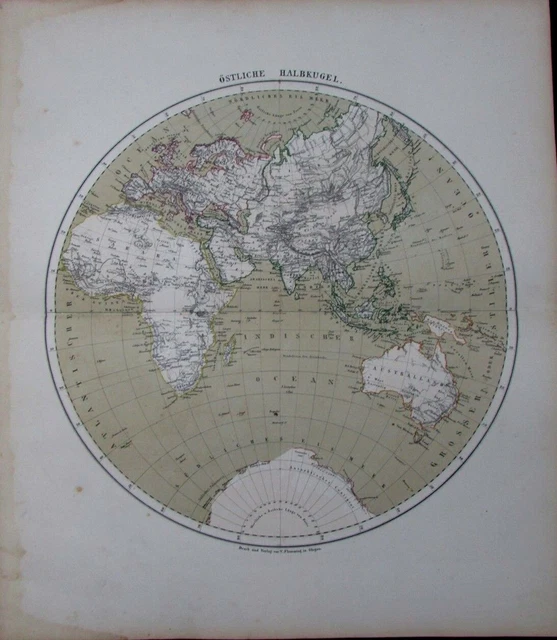 Eastern Hemisphere Australia Arabia Africa Nile source c1875 German Flemming map