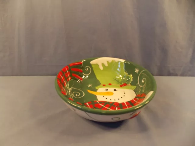 FITZ & FLOYD "Holly Hat Snowman" Serving Bowl 10"