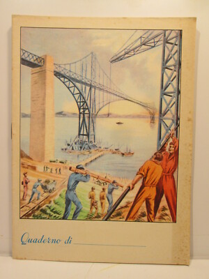 QUADERNO SCUOLA  ANNI '40-'50   COSTRUZIONE DI UN PONTE     CISA ROMA 
