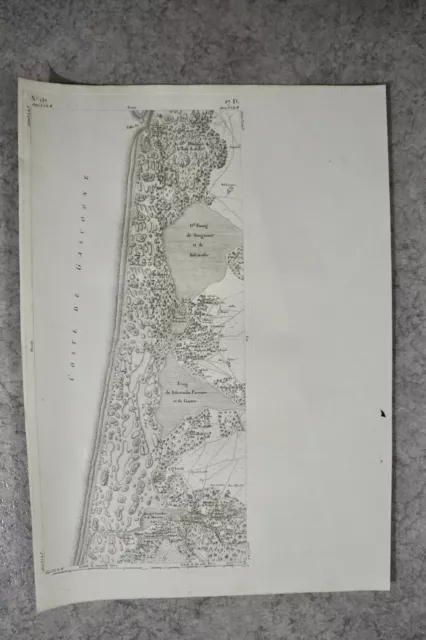 CASSINI CARTE IN PLANO 430 mm X 630 mm, 1808, ETANG SANGUINET , n°137, 17D,