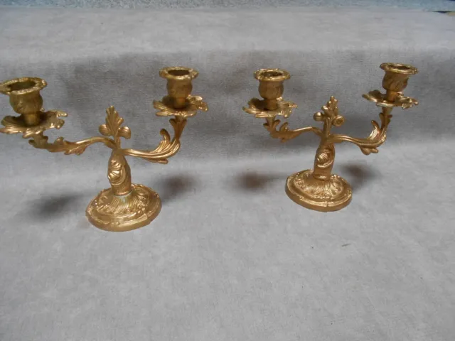 Pair of French vintage BRONZE Candlesticks Candle Holders