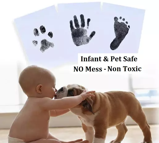BABY NO MESS INK PAD - BLACK LARGE Inkless Touch HAND PRINT FOOT PRINT PAW PRINT 2