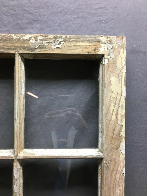 Antique Single 8 Lite Casement Cabinet Cupboard Window Vintage 21x45 1400-21B 2