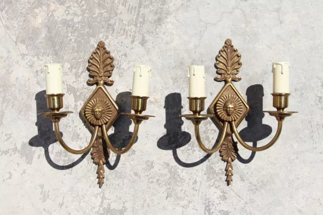 1900s Antique Louis XV Style French Bronze Two-Armed Sconces - a Pair
