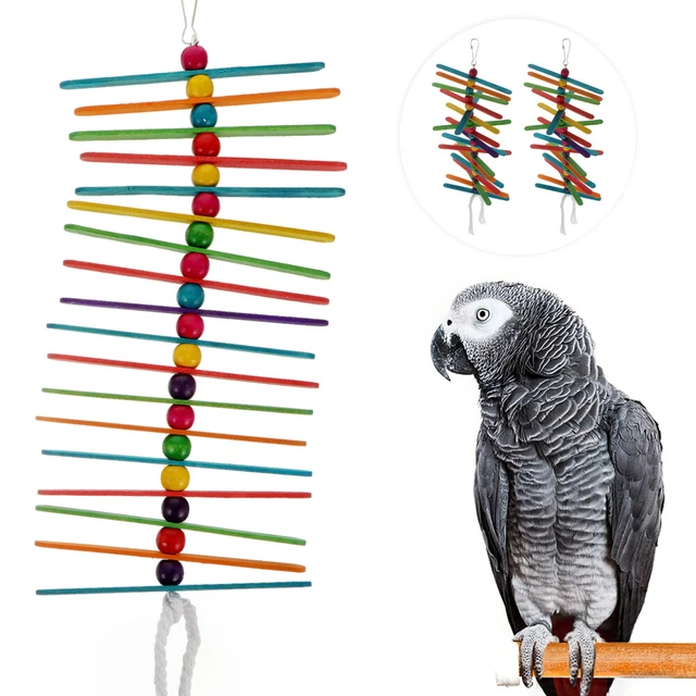 2 Pcs Holz Papagei Kauspielzeug Vogel-Kletternetz Vogelbiss-Spielzeug