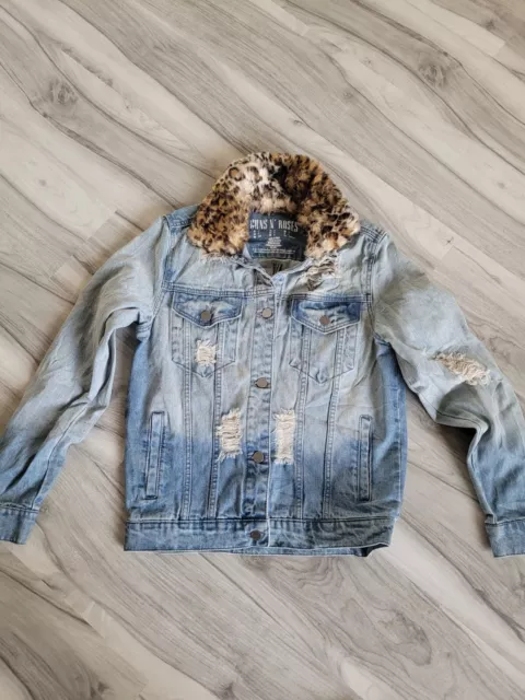 Distressed denim jacket deals with fur