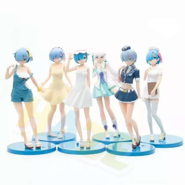 6pcs/set Anime Re:Life in a different world from zero Rem Ram Figure Gift 2